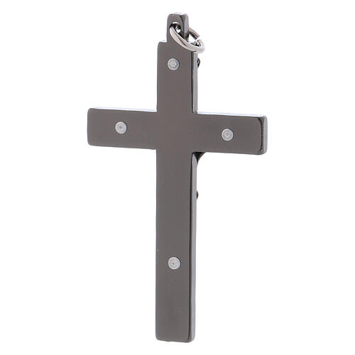 Cruz de São Bento em aço liso 6x3 cm cromada preta 2