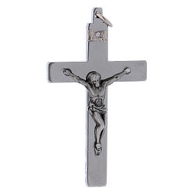 Glattes Kreuz von Sankt Benedikt aus Stahl mit polierten Verchromungen, 6 x 3 cm