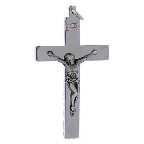 Croix de Saint Benoît en acier lisse 6x3 cm chrome brillant
