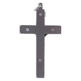 Croix de Saint Benoît en acier lisse 6x3 cm chrome brillant