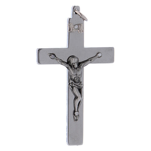 Cruz de São Bento em aço liso 6x3 cm cromada brilhante 1