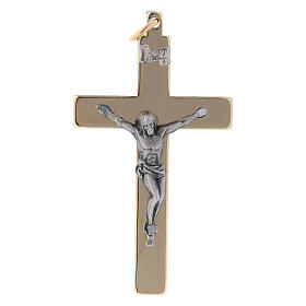 Glattes Kreuz von Sankt Benedikt aus Stahl mit vergoldeten Verchromungen, 6 x 3 cm