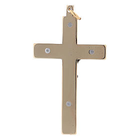 Cross of St. Benedict in smooth steel with golden chrome 6x3 cm