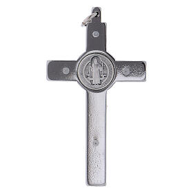 Cruz de São Bento em aço 6x3 cm cromada brilhante