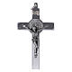 Cross of St Benedict in steel, 6x3 cm polished chrome s1