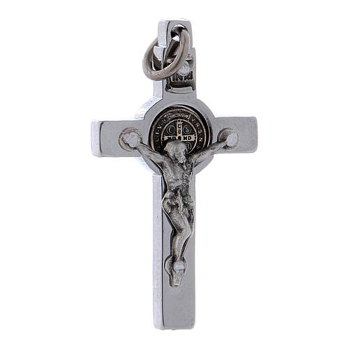 Cross of St. Benedict in steel 4x2 cm 1