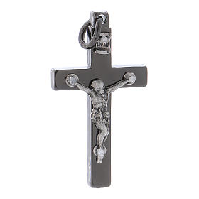 Croci di san Benedetto: Croce di San Benedetto in acciaio 4x2 cm cromo nero 