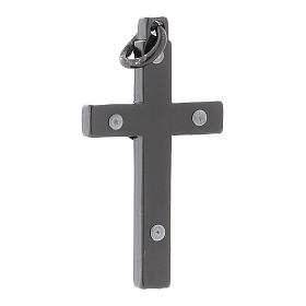 Croci di san Benedetto: Croce di San Benedetto in acciaio 4x2 cm cromo nero 