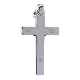Cross of St. Benedict in steel with glossy chrome 4x2 cm