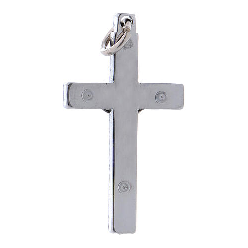 Cross of St. Benedict in steel with glossy chrome 4x2 cm 2