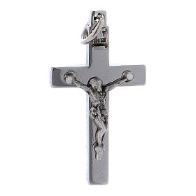 Croix de Saint Benoît en acier 4x2 cm chrome brillant
