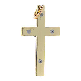 Glattes Kreuz von Sankt Benedikt aus Stahl mit vergoldeten Verchromungen, 4 x 2 cm