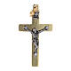 Glattes Kreuz von Sankt Benedikt aus Stahl mit vergoldeten Verchromungen, 4 x 2 cm s1