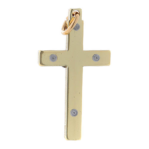 Cross of St. Benedict in steel with golden chrome 4x2 cm 2