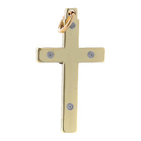 Croce in acciaio di San Benedetto liscia 4x2 cm cromo oro