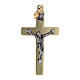 Krzyż ze stali Świętego Benedykta gładki 4x2 cm chrom złoty s1