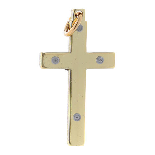 Cruz em aço de São Bento lisa 4x2 cm cromada ouro 2