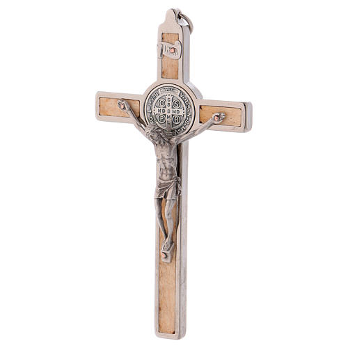 Croix Saint Benoît bois d'érable 12x6 cm 3
