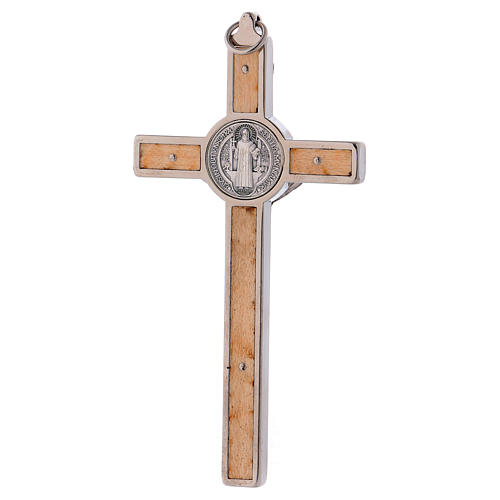 Croix Saint Benoît bois d'érable 12x6 cm 4