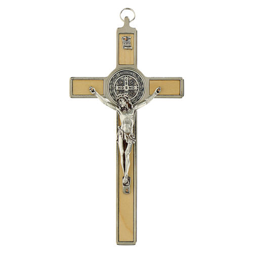 Croix Saint Benoît bois d'érable 12x6 cm 1