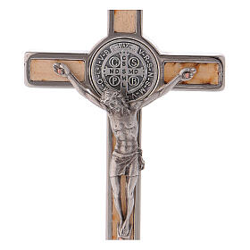 Kreuz von Sankt Benedikt aus Ahornholz mit Sockel, 12 x 6 cm