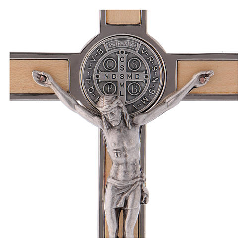 Krzyż Świętego Benedykta drewno klonowe 16x8 cm 2
