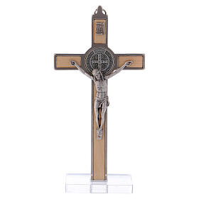 Kreuz von Sankt Benedikt aus Ahornholz mit Sockel, 16 x 8 cm
