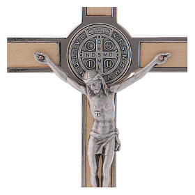 Croix Saint Benoît bois d'érable avec base 16x8 cm