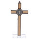 St. Benedict Cross in maple wood with base, 16x8 cm s4