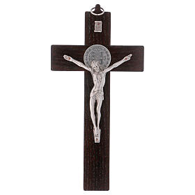Kreuz von Sankt Benedikt aus Nussbaumholz, 25 x 12 cm