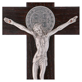 Kreuz von Sankt Benedikt aus Nussbaumholz, 25 x 12 cm