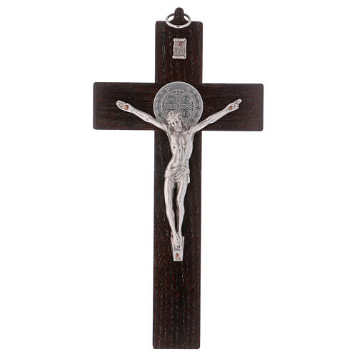 Kreuz von Sankt Benedikt aus Nussbaumholz, 25 x 12 cm 1