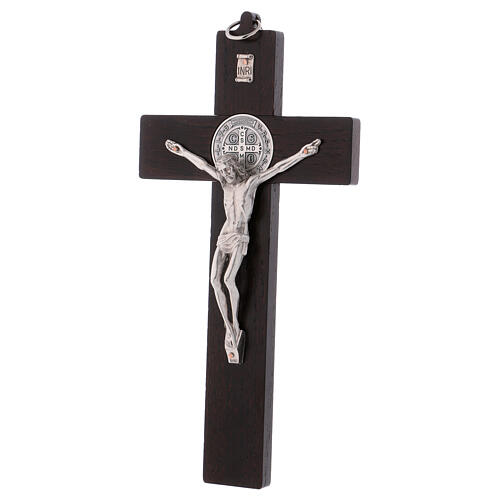 Kreuz von Sankt Benedikt aus Nussbaumholz, 25 x 12 cm 3
