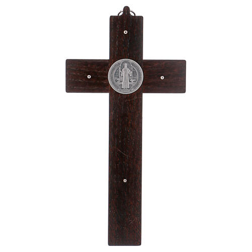 Kreuz von Sankt Benedikt aus Nussbaumholz, 25 x 12 cm 4