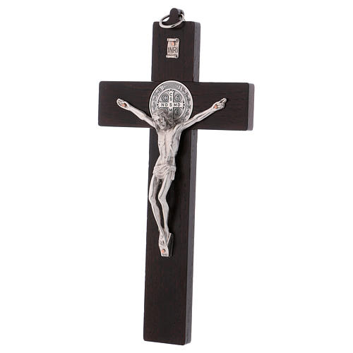 Krzyż Świętego Benedykta drewno z orzecha 25x12 cm 3