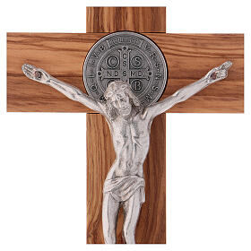 Kreuz von Sankt Benedikt aus Olivenbaumholz, 25 x 12 cm