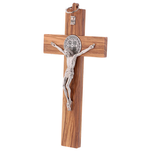 Kreuz von Sankt Benedikt aus Olivenbaumholz, 25 x 12 cm 3