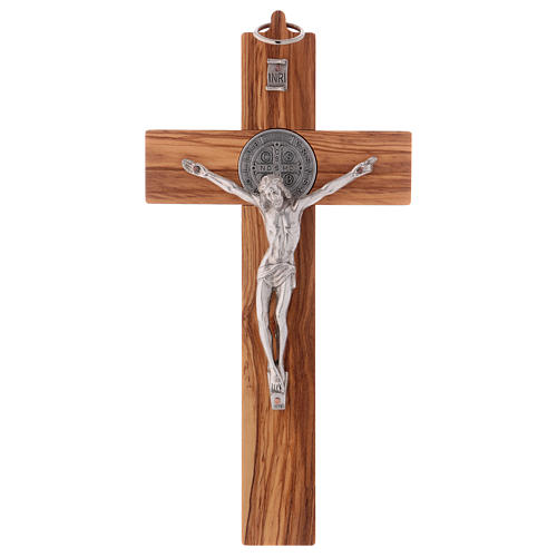 Croix Saint Benoît bois d'olivier 25x12 cm 1
