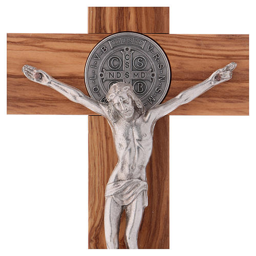 Croix Saint Benoît bois d'olivier 25x12 cm 2