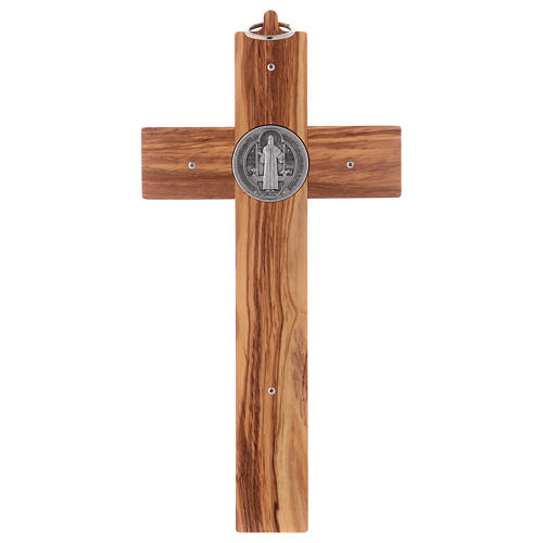 Croix Saint Benoît bois d'olivier 25x12 cm 4