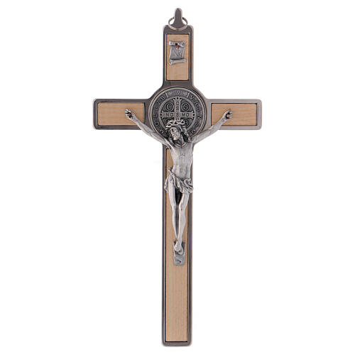 Kreuz von Sankt Benedikt aus Ahornholz, 20 x 10 cm 1