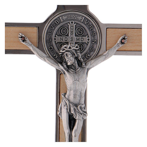 Croix Saint Benoît bois d'érable 20x10 cm 2