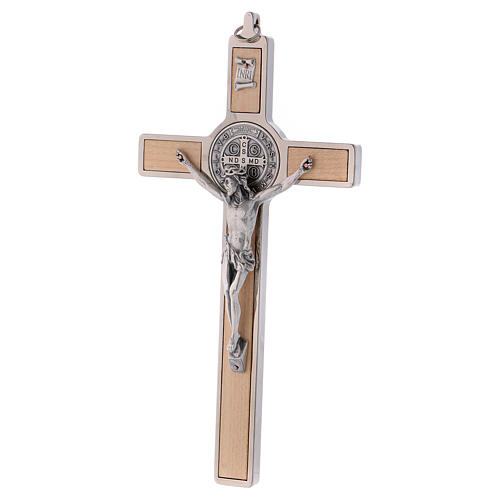 Croix Saint Benoît bois d'érable 20x10 cm 3
