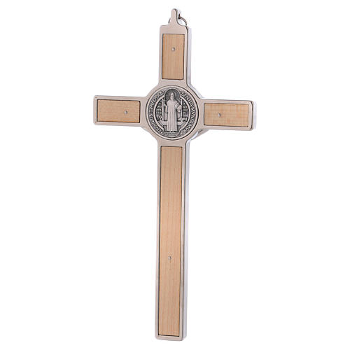Croix Saint Benoît bois d'érable 20x10 cm 4