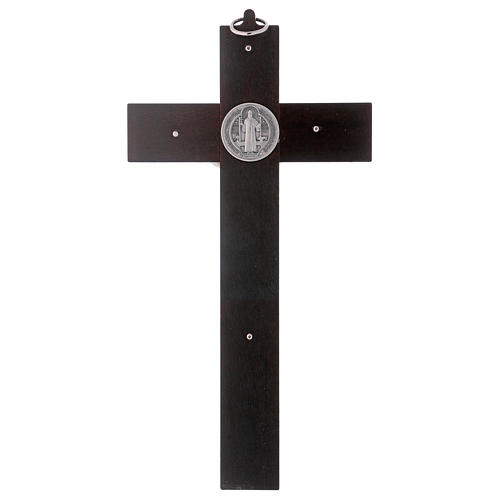 Croix Saint Benoît bois couleur noix 30x15 cm 4