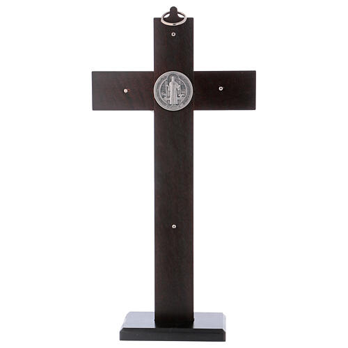 Kreuz von Sankt Benedikt aus Nussbaumholz mit Sockel, 30 x 15 cm 4