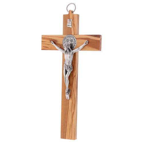 Kreuz von Sankt Benedikt aus Olivenbaumholz, 30 x 15 cm 3