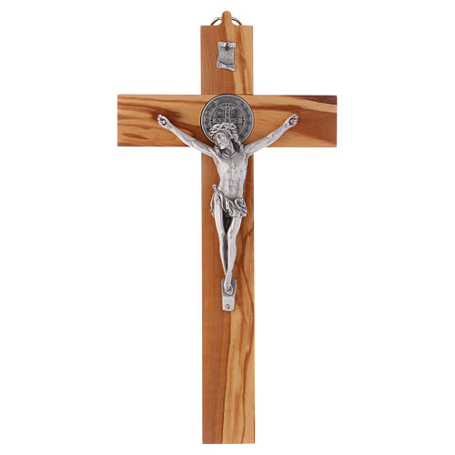 Croix Saint Benoît bois d'olivier 30x15 cm 1