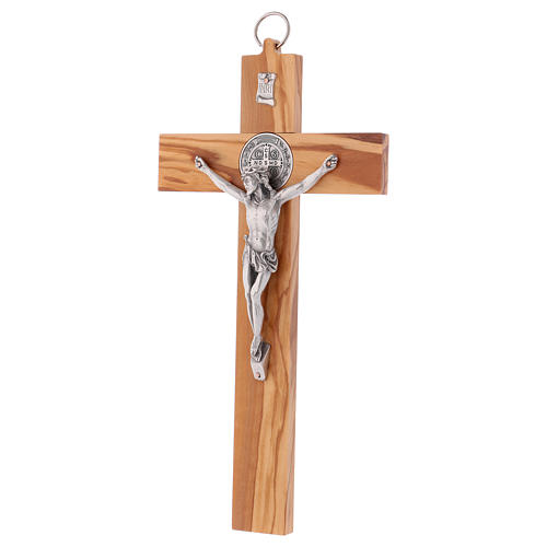 Croix Saint Benoît bois d'olivier 30x15 cm 3
