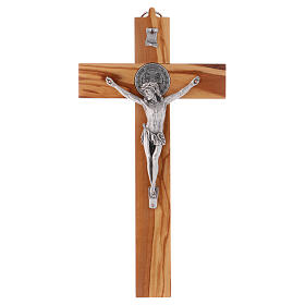 Cruz São Bento madeira de oliveira 30x15 cm